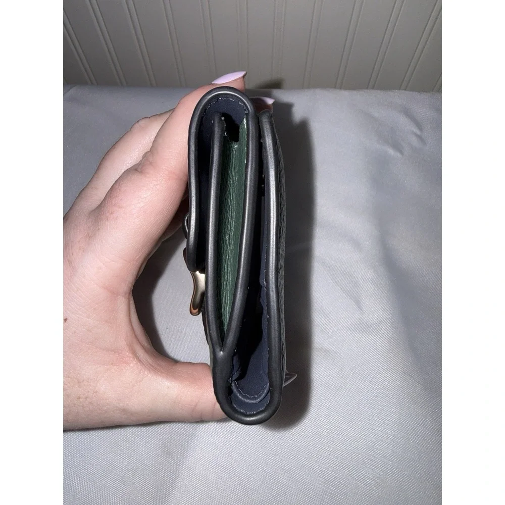 COACH PEBBLED LEATHER MORGAN TRIFOLD WALLET EVERGREEN FORREST GREEN GOLD - Picture 13 of 13